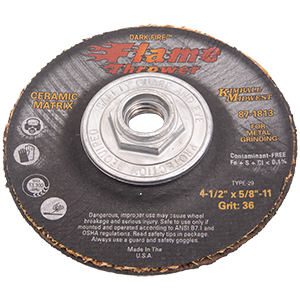 4-1/2" x 1/8" x 5/8"-11 Type 29 Dark-Fire™ Flamethrower Ceramic Grinding Wheel